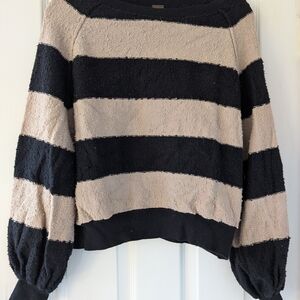 Free People Found My Friend Striped Textured Sweatshirt Sweater Small